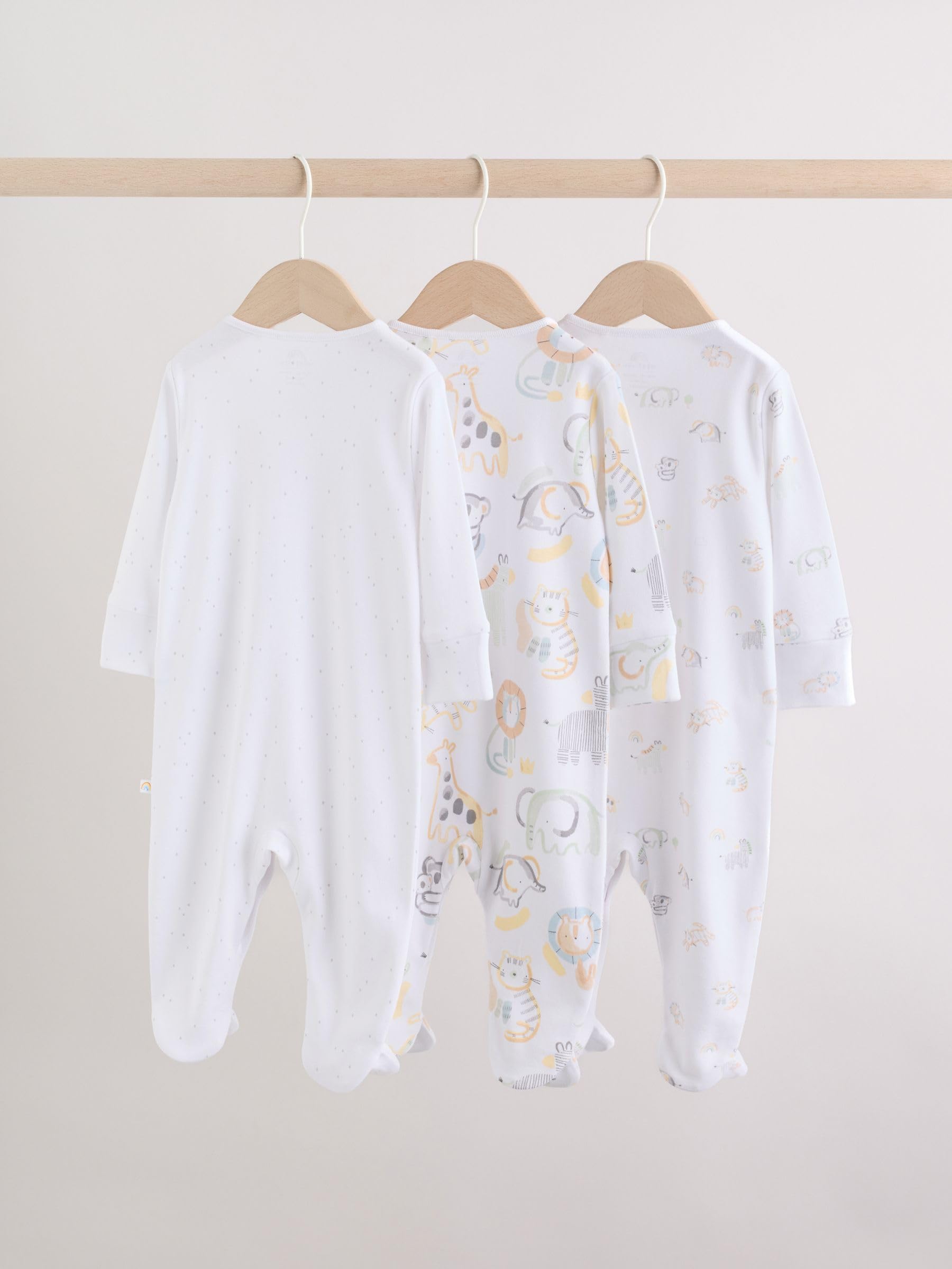 NEXT Unisex Bambino Confezione da 3 Tutine Bebè | Neonato, Standard, Mid Rise, Button, 100% cotone