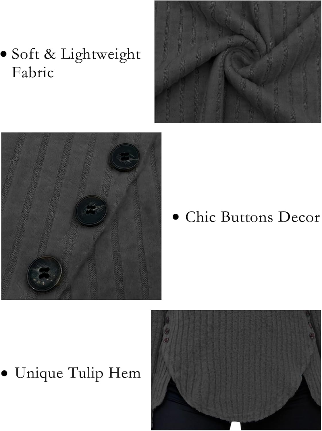 VISLILY Womens-Plus-Size-Tops Trendy Tulip Hem Long Sleeve Shirts Casual Lightweight Knit Sweaters Cute Button Decor Tunics - Image 4