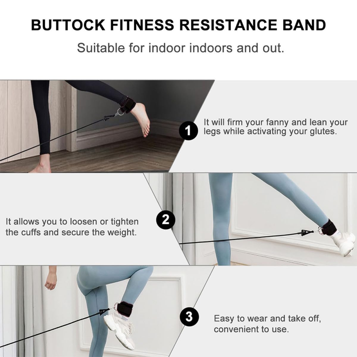 Abaodam Fasce Elastiche per Allenamento con Cinghie per Caviglia Accessori per Fitness e Trazioni per Esercizi e Glutei Resistente e Facile Usare Donne