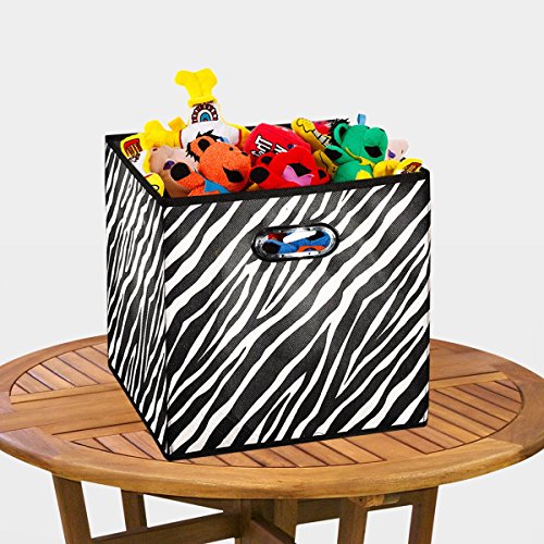 Prorighty [4-Pack, Zebra Pattern] Storage Bins, Containers, Boxes, Tote, Baskets|Black&White Collapsible Storage Cubes Nursery Office Organization | 12inch Cubes - Thumbnail 4