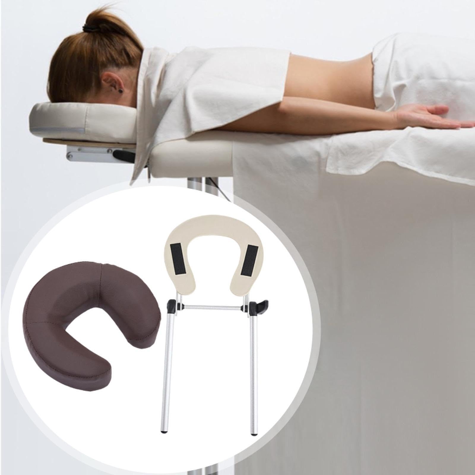 Kopfmassage Und Kissen Set, Gesichtskissen mit Höhen Und Neigungsverstellbarer Unterstützung, Dicke Memory Schaum Polsterung, Kaffee
