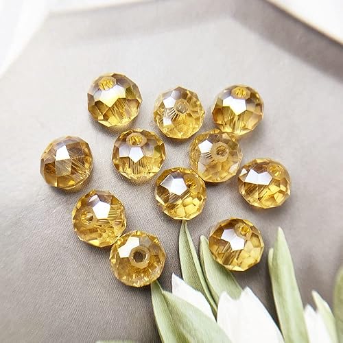 Miniatura 9 de Jmassyang Briolette Rondelle - Cuentas de cristal facetado AB para hacer joyas, pulseras, collares, aretes (azul lago AB, 0.236 x 0.315in)