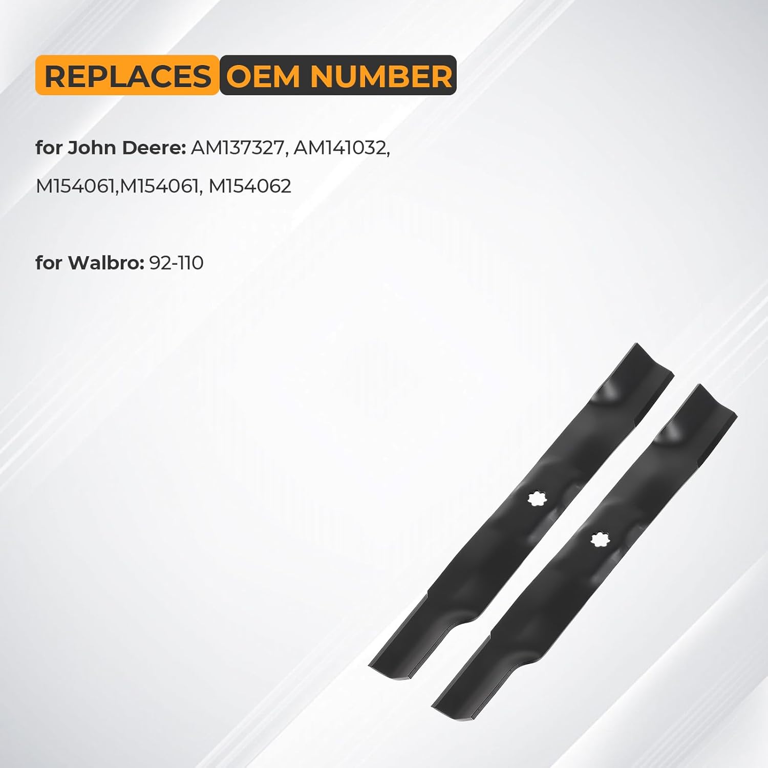 Lawn Mower Blades Replacement Part Number John Dee re 42 inch AM137327 AM141032 M154061 Compatible with D130 D110 D105 D125 102 105 115 E100 E110 E120 E130 X300 Z225 LA135 Z235, 2 Pack