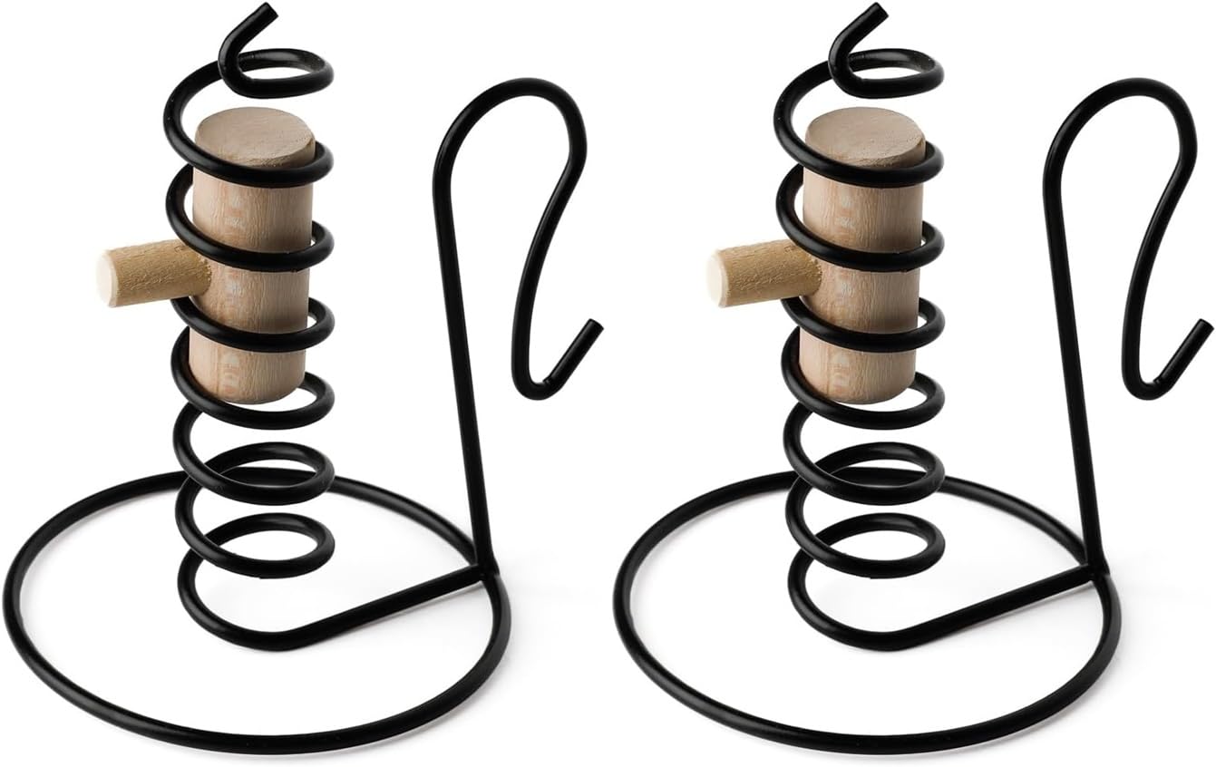 Spiral Candle Holder Set of 2, Primitive Courting Reproduction for Taper Candles, 6 inches Sturdy Iron with Removable Turner