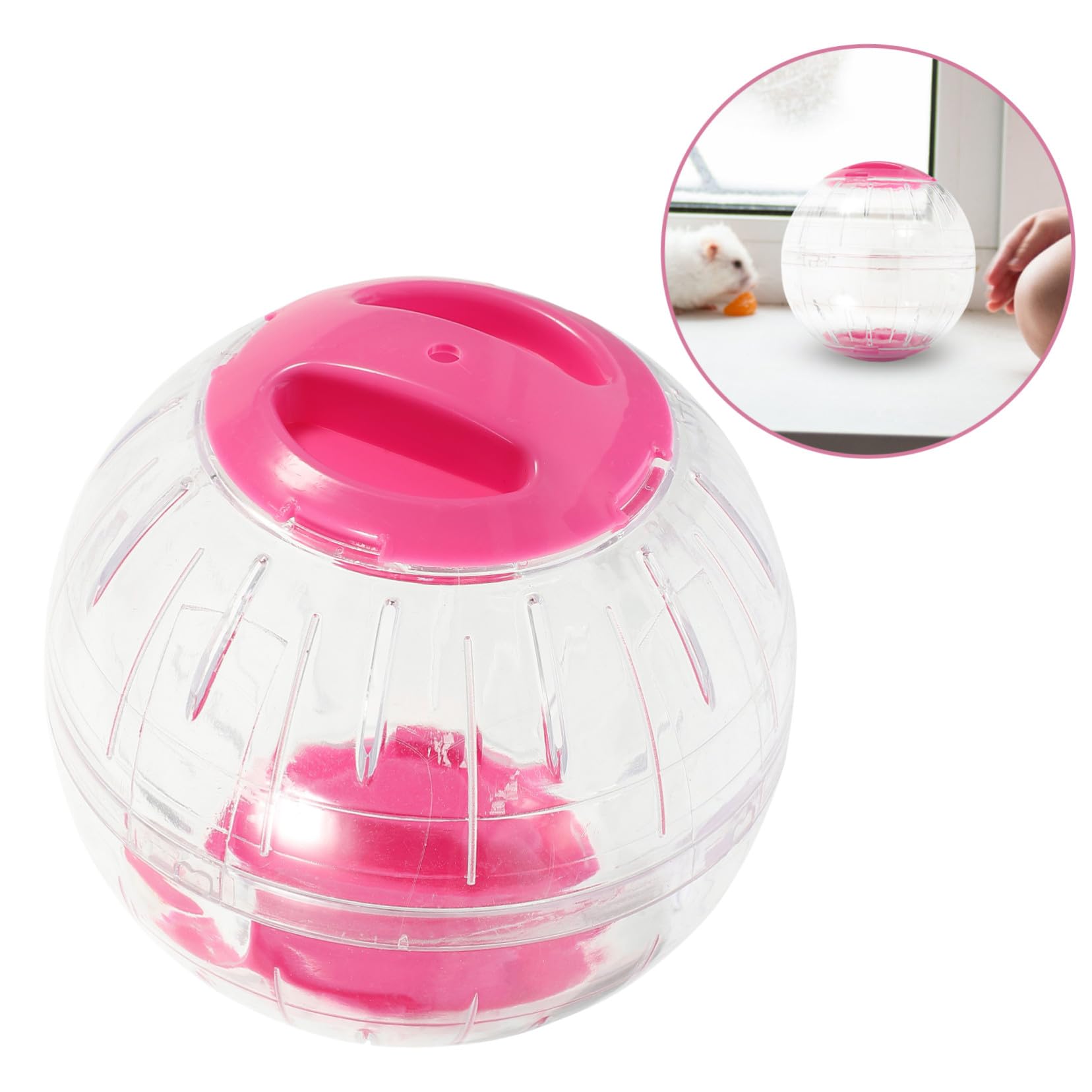 COLLBATH 4 Pièces Balle d'exercice Transparente pour Hamster et Petit Animal Roue silencieuse Anti-évasion Portable pour Souris Gerbille et Cochon Lot de Couleurs Bleu et Rose