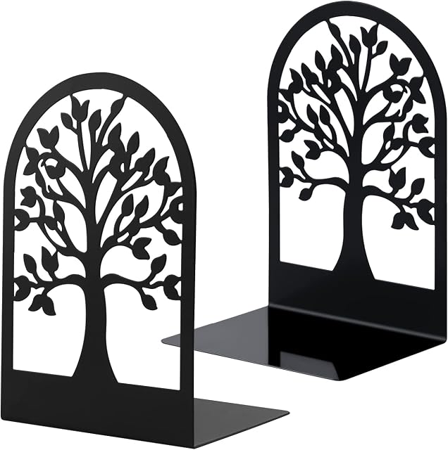 Metal Book Ends, MSDADA Desk Bookends Heavy Duty, Book Ends Holder for Shelves, Bookends for Office&School, Book Shelf Holder Home Decorative, Bookend Supports, Book Stoppers(1 Pair)