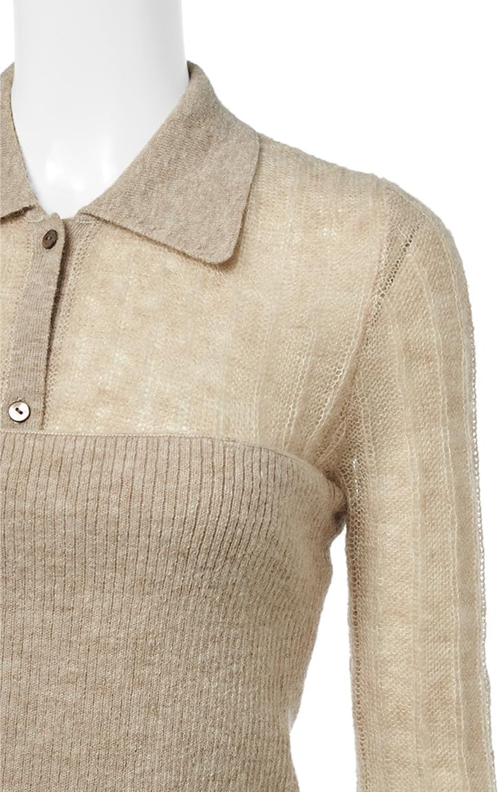 Amazon | [ミラオーウェン] ポロ襟ワイドリブベアSETモヘアニット