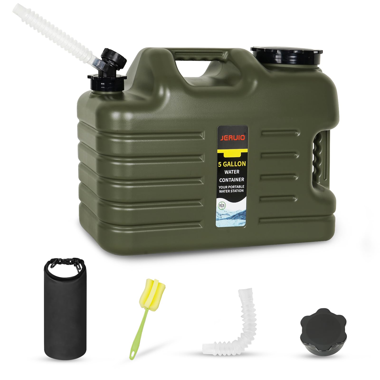 5 Gallon Water Jug, Portable Camping Water Containers with Spigot BPA Free Emergency Water Jug Water Tank Storage No Leakage