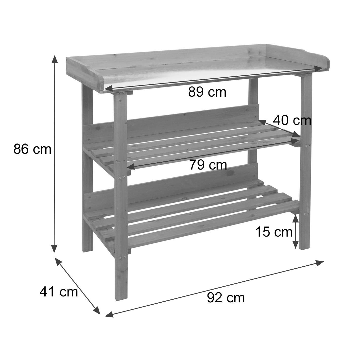 Mendler Table à Plantes Hwc-o14, 86x92x41cm Naturel
