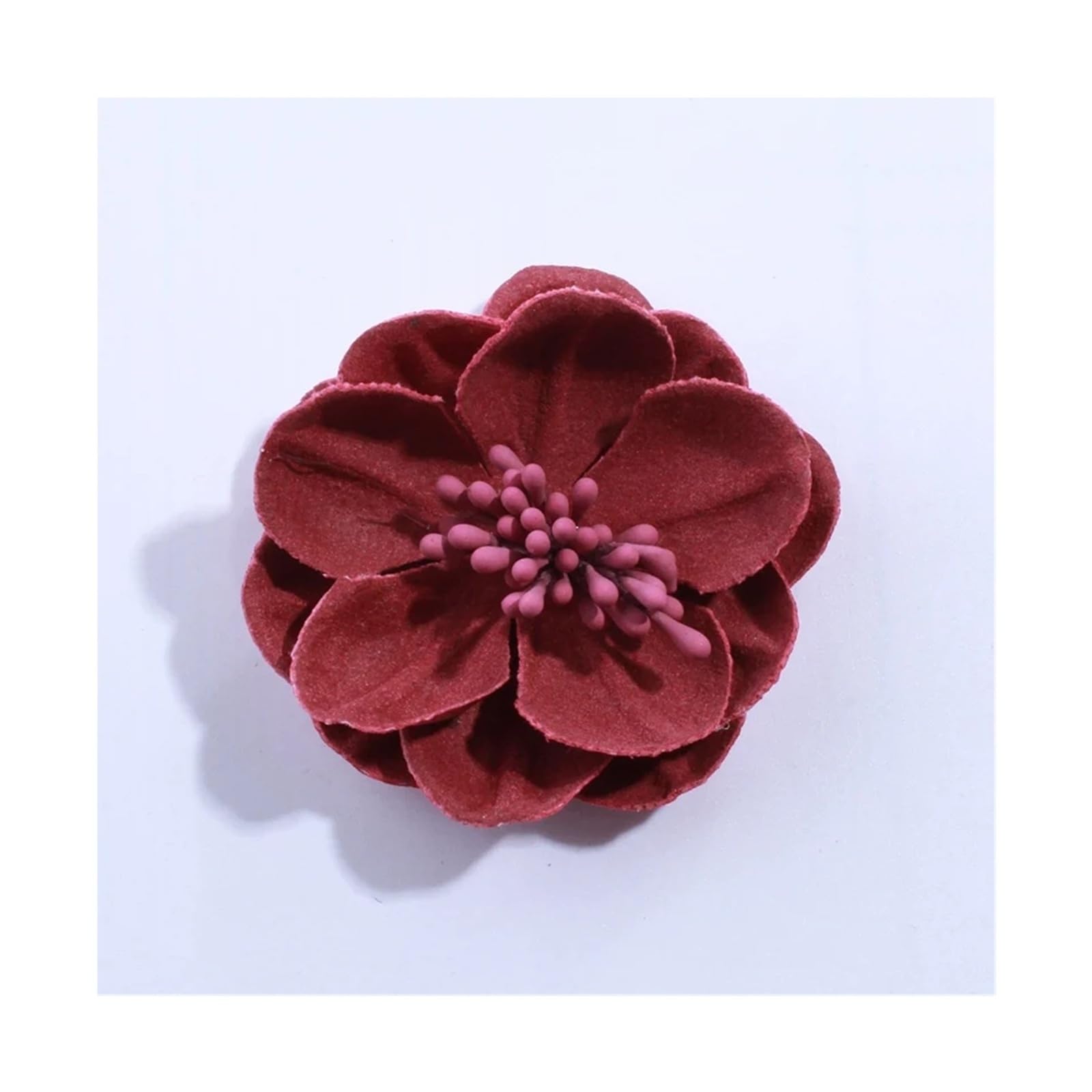 SUODEBYY Fabric Flowers 10PCS 5CM Artificial Felt Fabric Flowers With Stamen For Wedding Invitation Chic Fake Flower For Home Dress Decoration(Red)