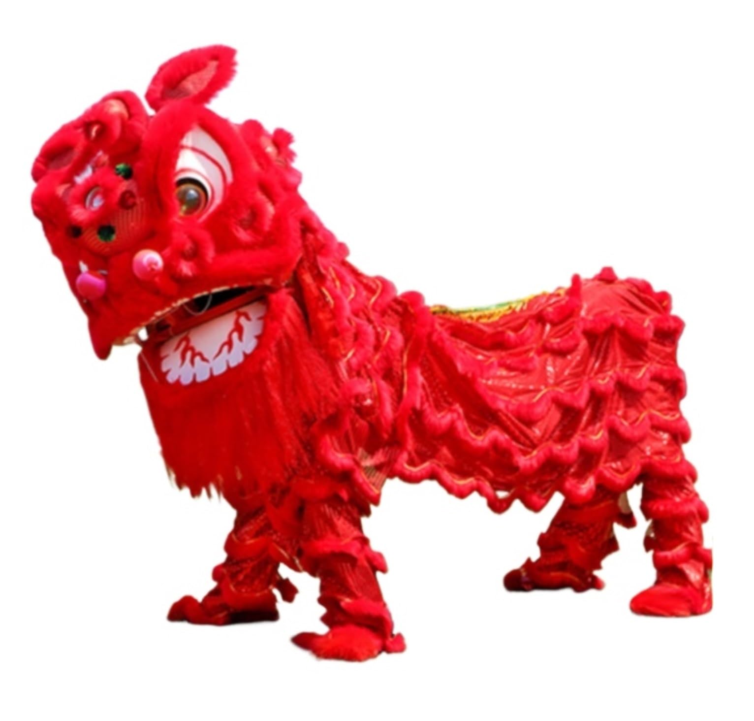 Krxsobnv Red Lion Dance Clothes, Head Costume Props Performance Lion Dance Set Chinese