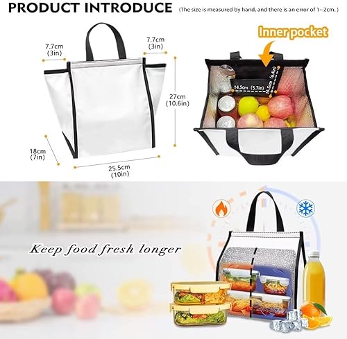 Miniatura 6 de Talayituse Bolsa de almuerzo con estampado de bandera estadounidense para mujeres y hombres, impermeable, grande, aislada, portátil, bolsa