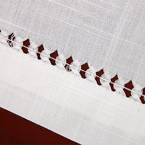 Grelucgo Handmade Hemstitched Natural Rectangle White Lace Table Runners (14x72 inch) by Grelucgo - Image 3