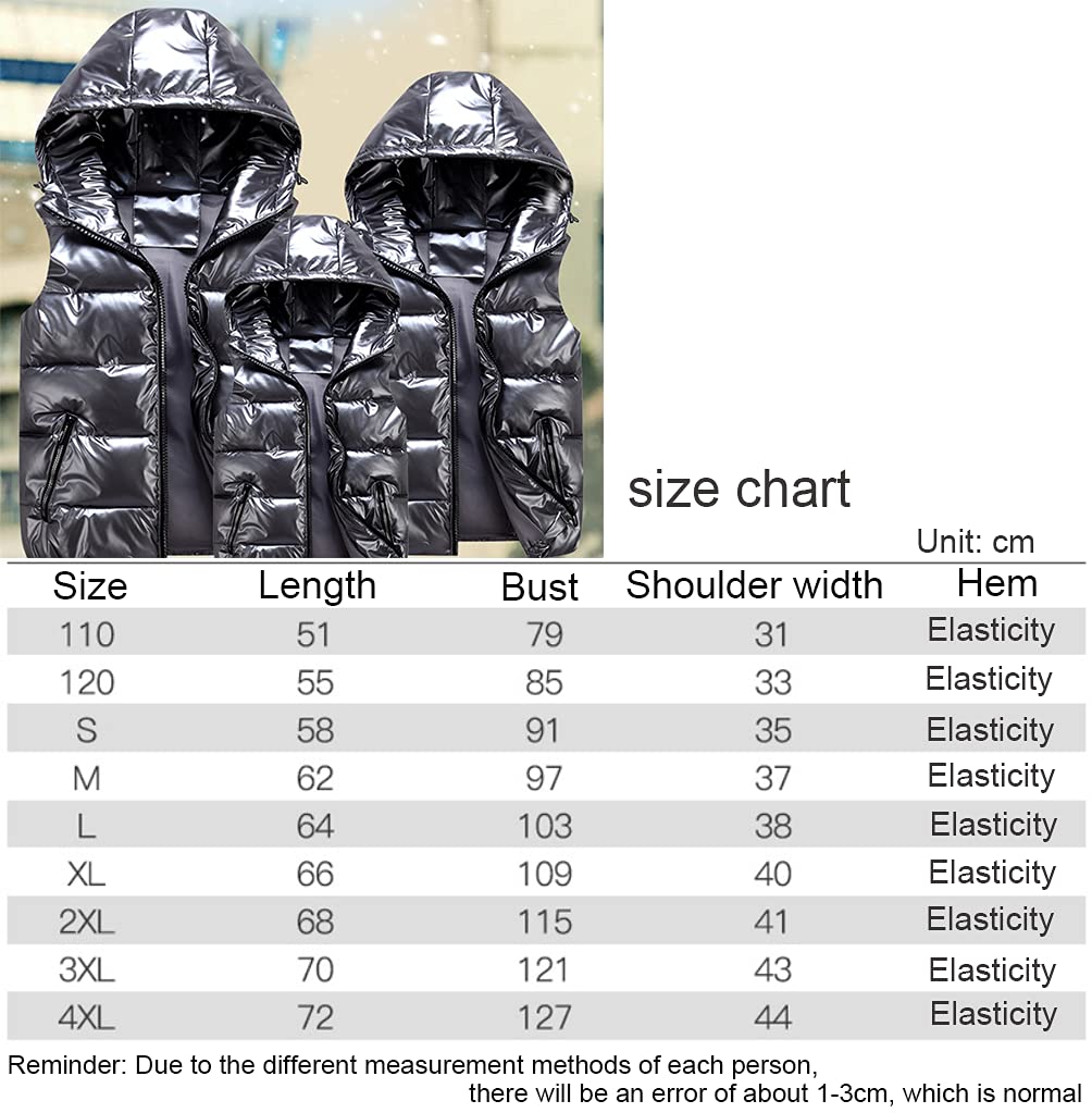 QWEZXCMI Chaleco Unisex, 2021 Winter Winter Warm's Lightweight con Capucha, Chaleco sin Mangas Acolchado Acolchado, Chaleco con Capucha para Hombres y Mujeres,Negro,S
