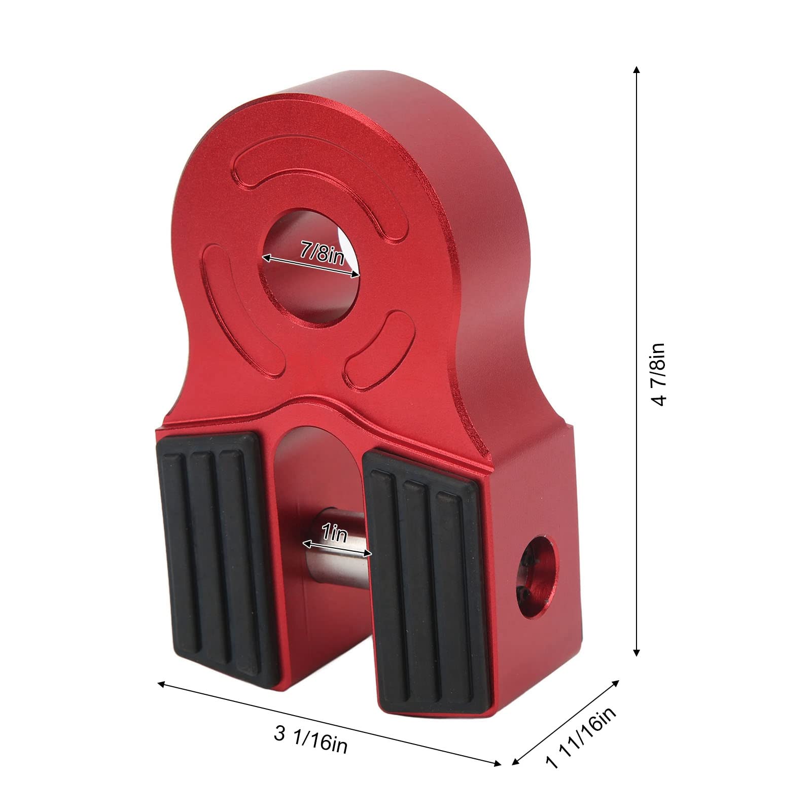 Fdit Winch Shackle Mount, Flat Towing Hook Mount Rustproof Iron Pin Aluminum Alloy High Strength for UTV for Pickup (red)