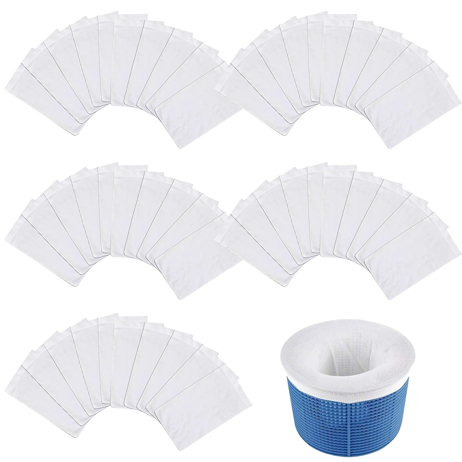 30/50/100 sztuk filtr basenowy Skimmer skarpetki basen Skimmer wymiana zbiornik elastyczny filtr do basenu skarpetki sporty wodne części pływackie (Material : White 50pcs)