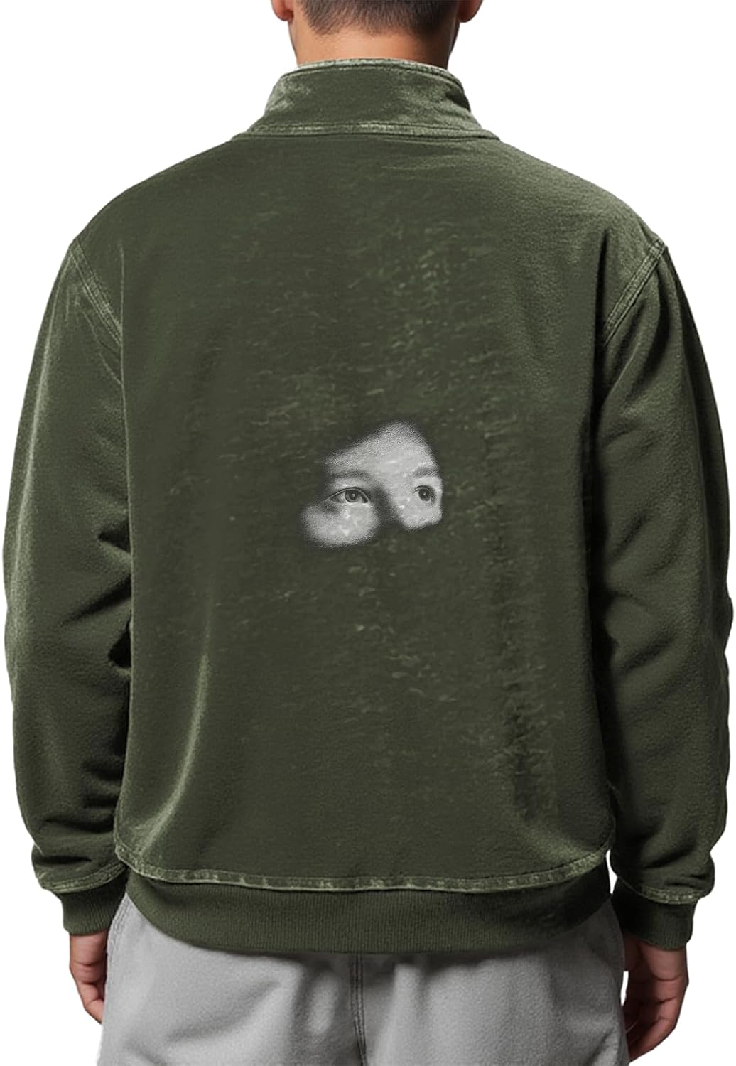 domirica Men's Quarter Zipper Sweatshirts Novelty Pattern Print Long Sleeve Hoodies Plus Size Fall Pullover Tops