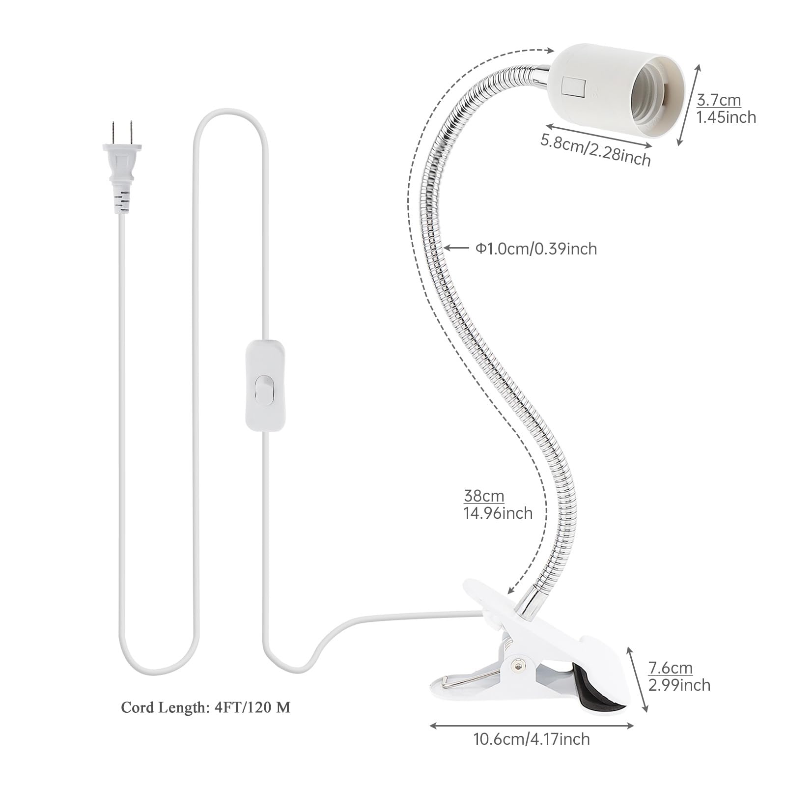 RTNLIT Clip Desk Lamp Holder - Clamp Lamp Fixture -2 RTNLIT Clip Desk Lamp Holder - Clamp Lamp Fixture -2