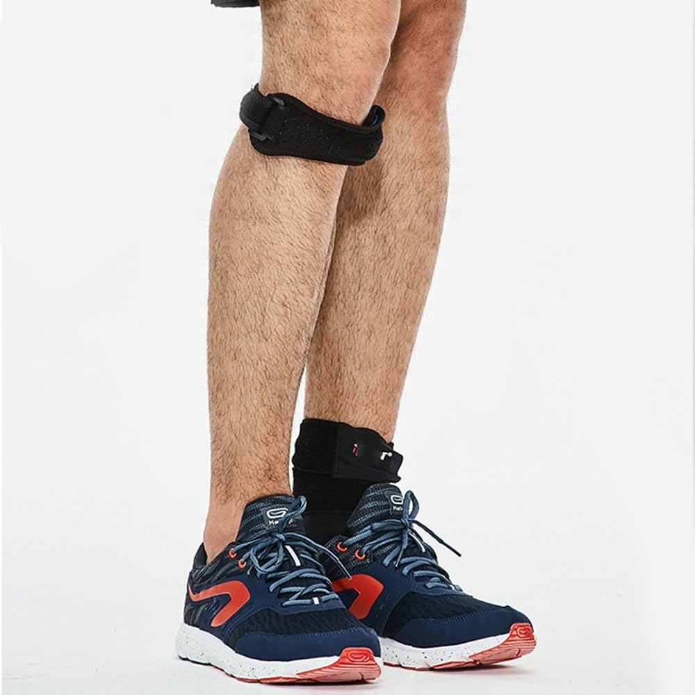 Silicone Knee Strap, Knee Patellar Tendon Support Strap Band by GiniHome for knee pain relief for Hiking, Soccer, Basketball, Volleyball & outdoor sports (2 Piece， Black)