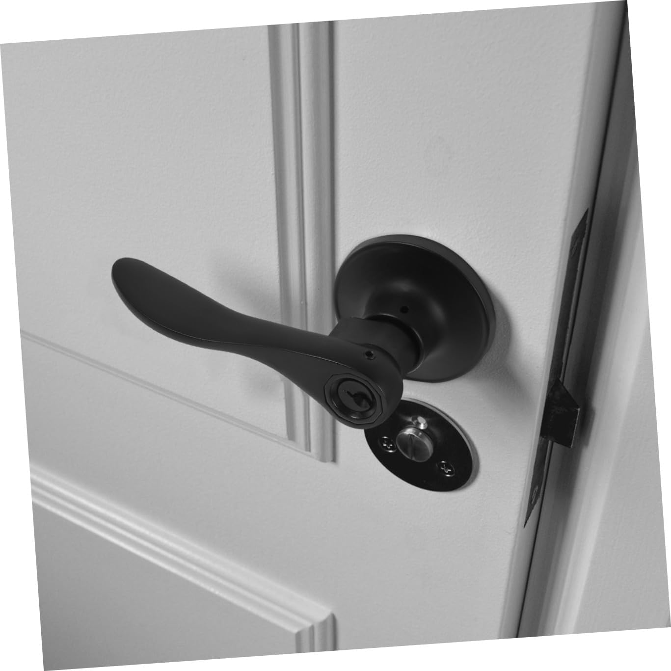 VALICLUD Door Lever Handle Lock for Bedroom Door Privacy Lockable with Round Hole Black Finish 1pcs