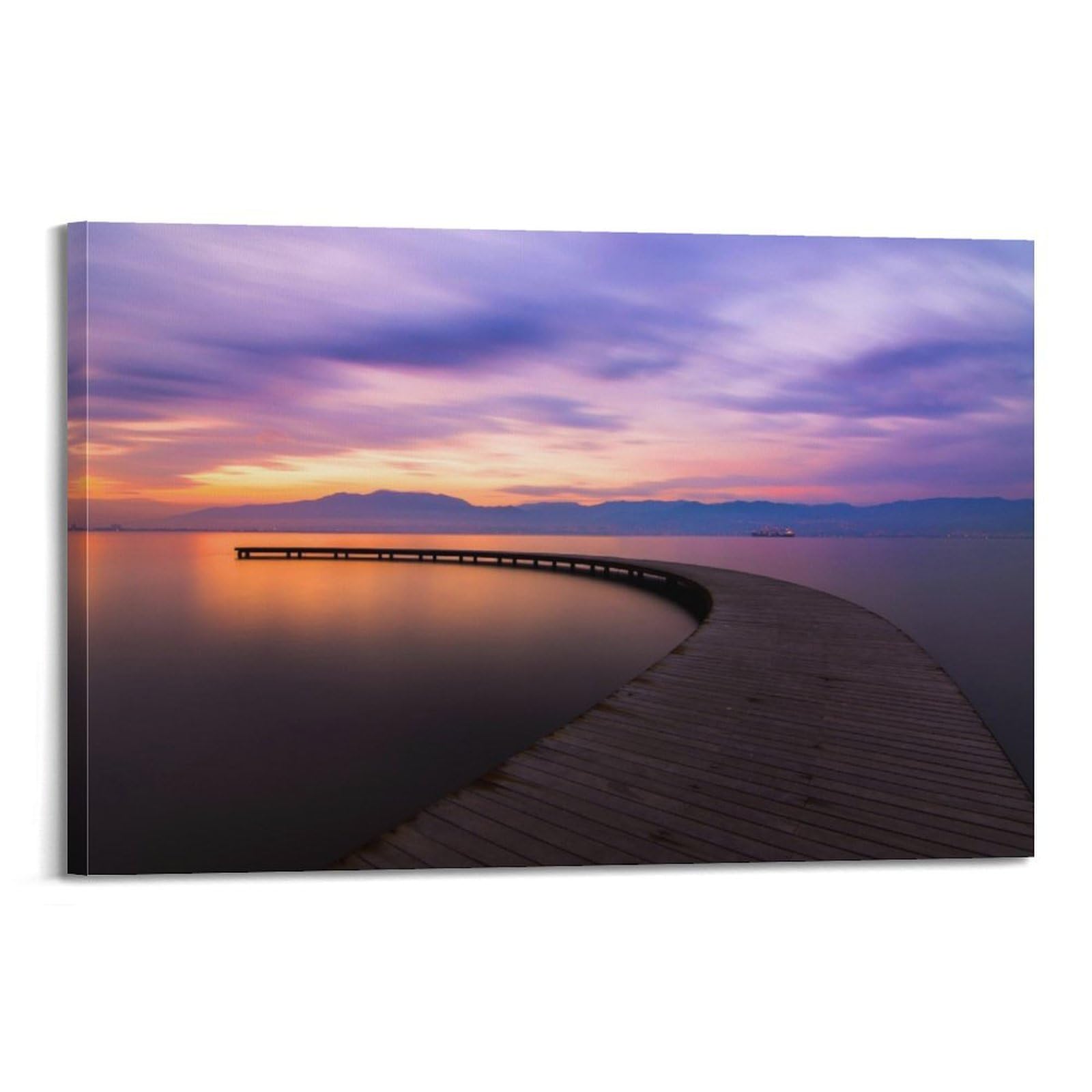 CXHJCA Mural Nature Poster Dawn Lake Bridge Nature Scenery Poster Decorative Painting Canvas Wall Posters And Art Picture Print Modern Family Bedroom Decor Posters 24x36inch(60x90cm)