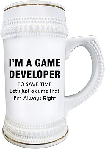 Miniatura 2 de Im a Game Developer Designer Beer Stein Mug 22oz Ceramic Novelty Drinkware - Cute Gifts for Video Gaming Design Dev Team Development Funny Gag Idea