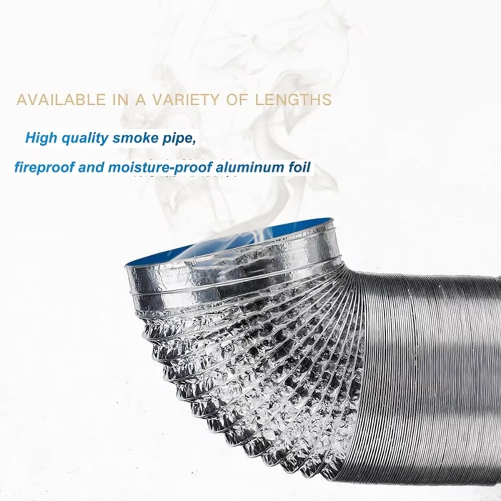1 flexibler Lüftungskanal aus Aluminiumfolie – 100 mm D, 1,5–6 m, verstellbar for Heizungs-, Lüftungs- und Klimatechnik, Trockner, Küche und Gewächshaus
