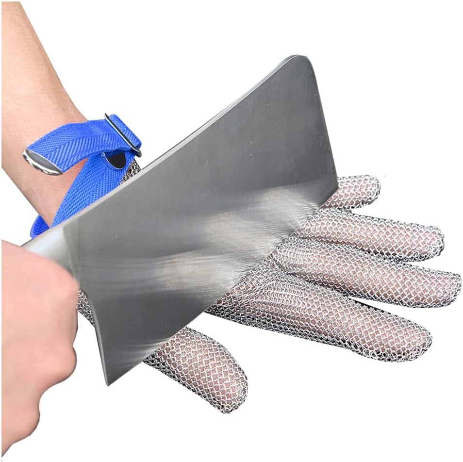 Metal Cut Resistant Chain Mail Gloves, Safety Gloves for Butchers Protective Gloves, Anti Slip and Wear-Resistant (Size : 1PCS/XXL)