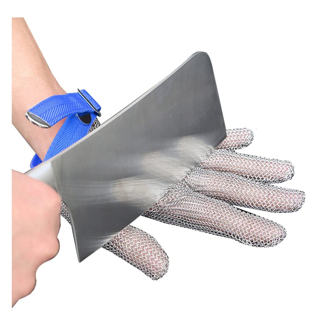 Guantes anticorte Guantes de malla resistentes a cortes de metal, guantes de seguridad para carniceros, guantes protectores, antideslizantes y resistentes al desgaste (tamaño: un paquete de uno/S