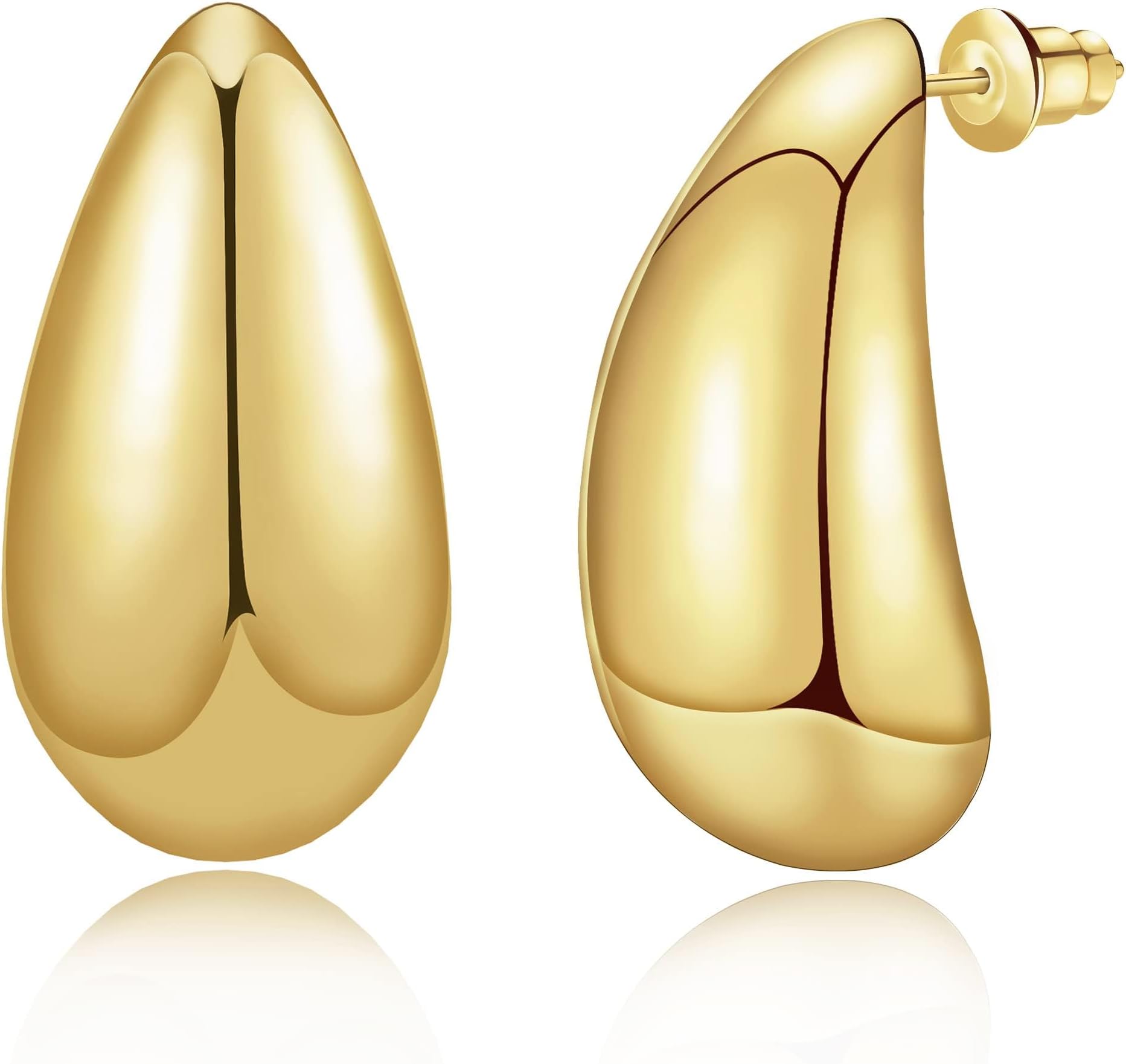 Chunky Gold Hoop Earrings for Women, 14k Gold Plated Thick Triple Hoop Earrings Hypoallergenic Trendy Chunky Gold Hoops Earrings Dainty Jewelry Gifts for Women