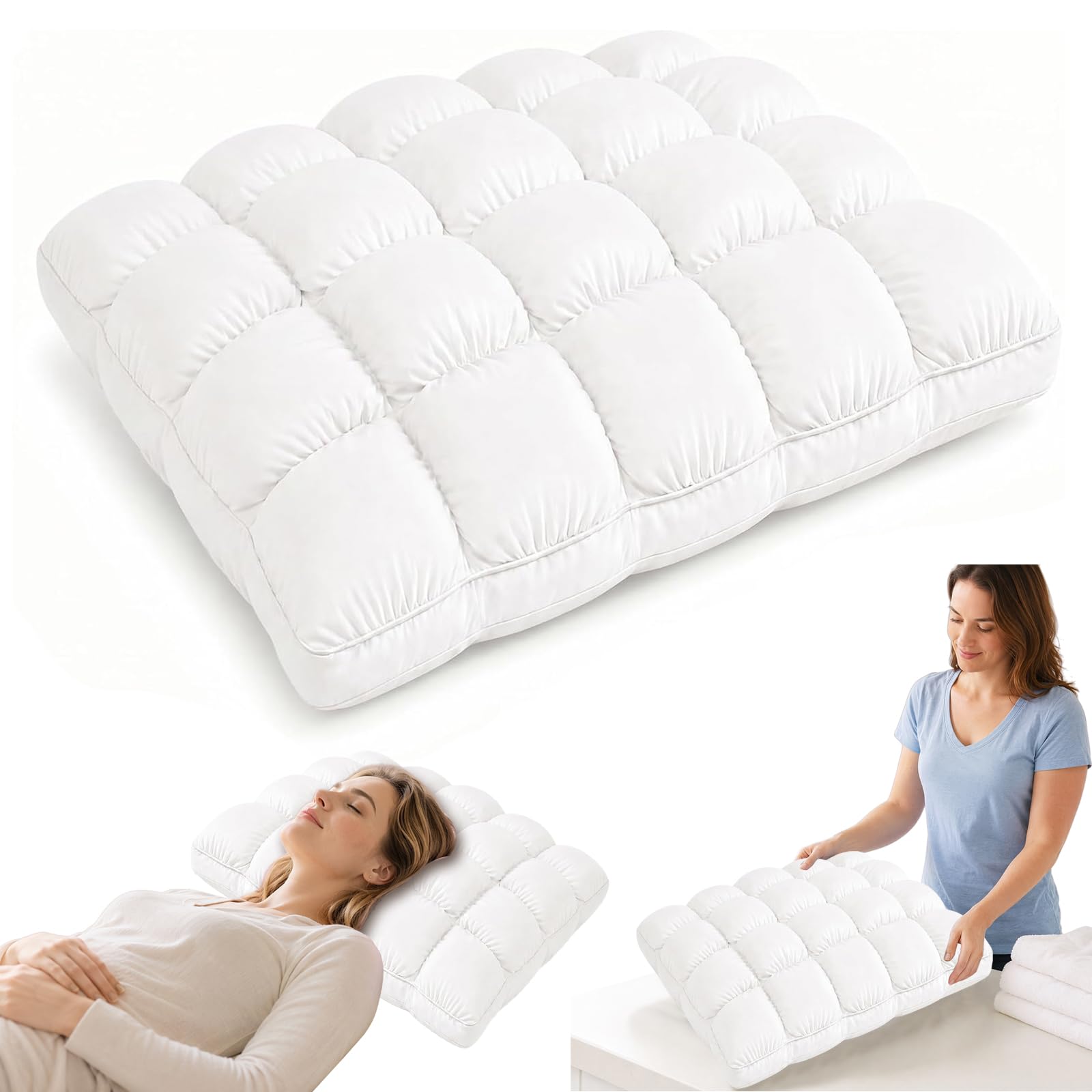KOBONA Sleep Pillow, Marshmallow Puff Cooling Bed Pillows for Sleeping