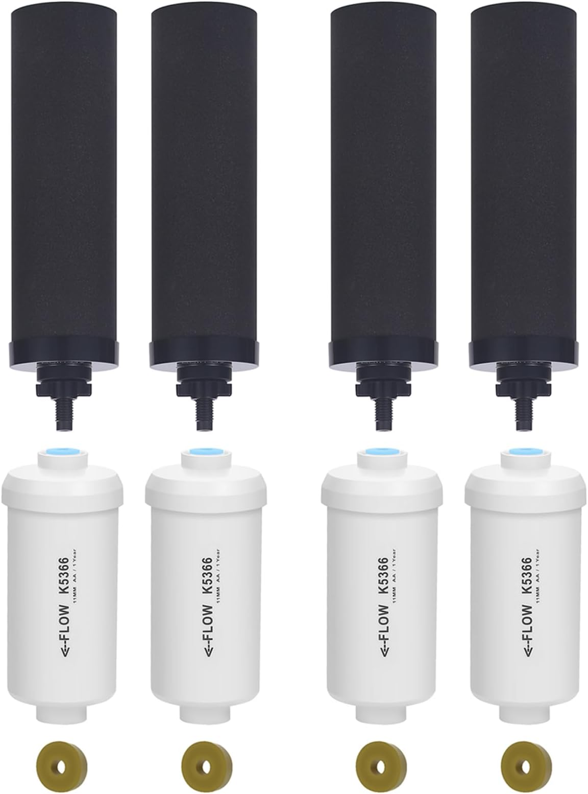 Fluorine Filter, Replacement for Gravity Water Filter System Black & Fluoride NSF/ANSI 375 Certified Water Filter, Replacement for Berkey® BB9-4® Black Filters & PF-4® Fluoride Filters, Pack of 8