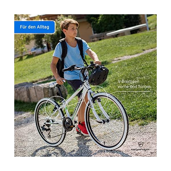 Bergsteiger Kansas 20, 24 Zoll Kinderfahrrad, geeignet für 6, 7, 8, 9, 10, 11 Jahre, Shimano 6 Gang-Schaltung, Mountainbike mit Weißwandbereifung, Jungen-Fahrrad, Mädchen-Fahrrad – Bild 4