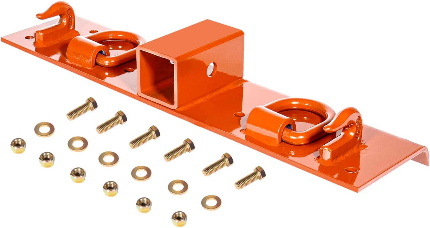 Heavy Duty Bolt on Compact Tractor Grab Hooks 2" Receiver D Rings Tractor Bucket Hooks Fit for Kubota Tractor, Orange