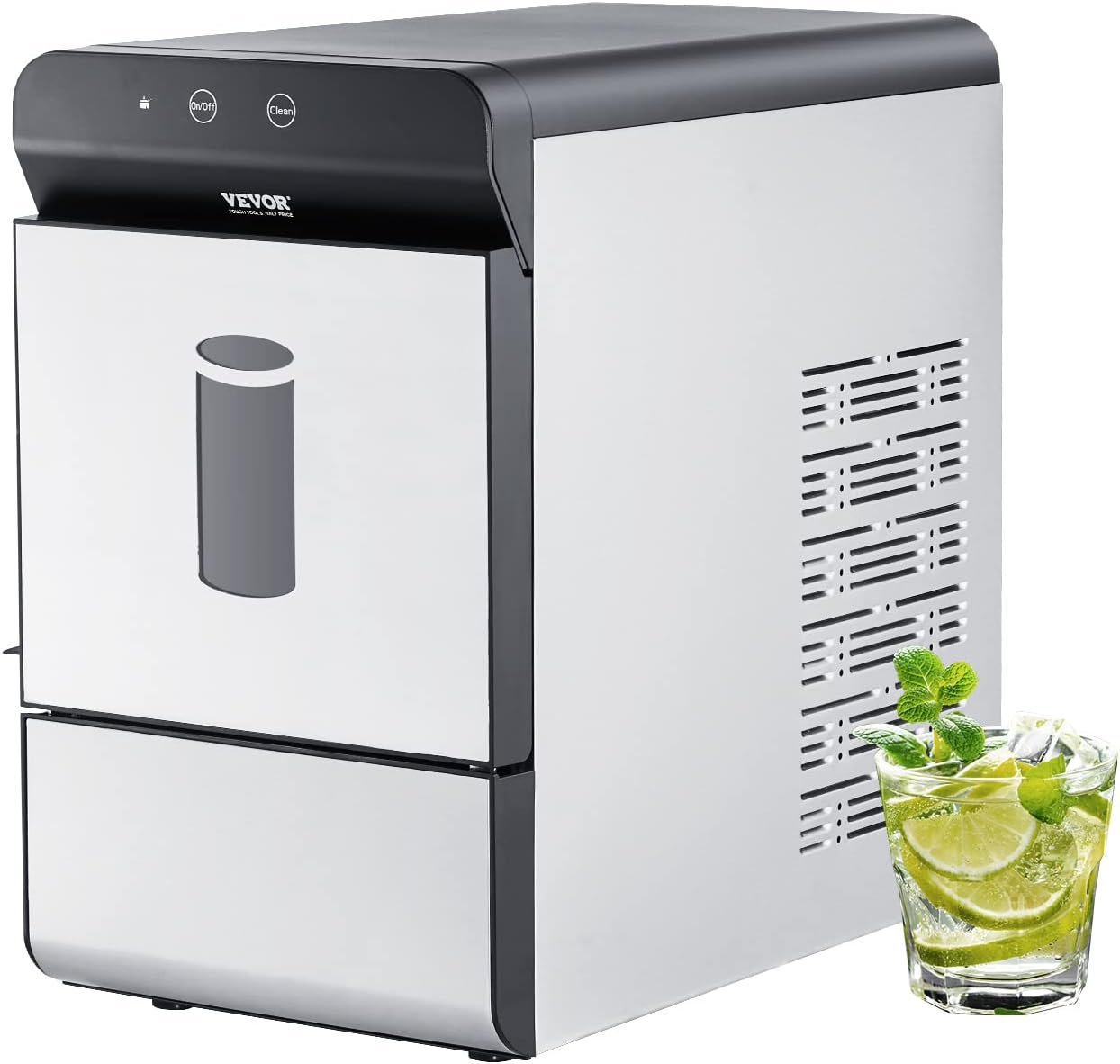 VEVOR Nugget Ice Maker, 37lbs in 24 Hrs, Manual & Auto