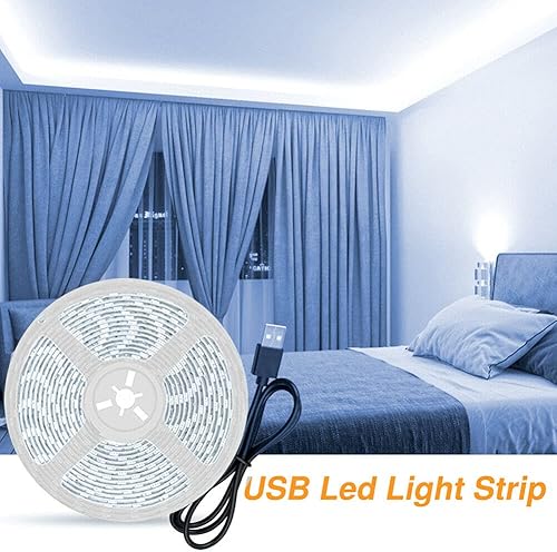 Miniatura 4 de AUSUKY Tira de luz LED Flexible Lámpara Diodo Cinta Set TV Pantalla de Escritorio Retroiluminación 5V USB (Luz blanca+9.8 ft)