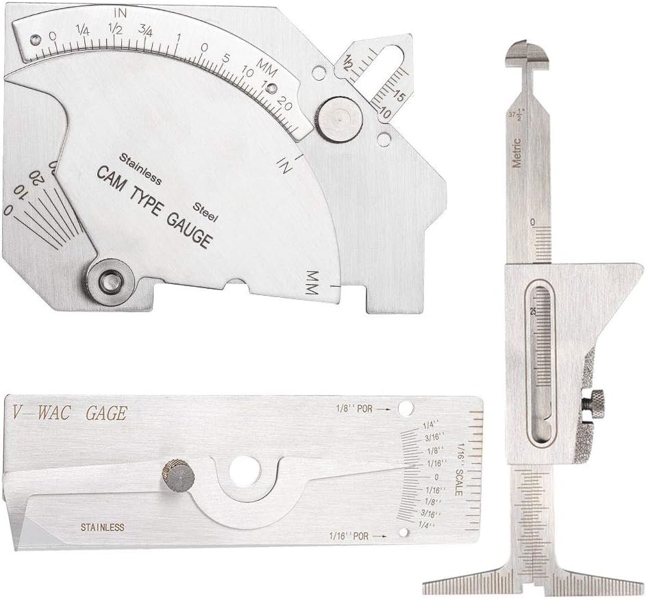 Hi Lo Welding Gauge Gage Test Ulnar Welder Inspection Gauge Tool + V-WAC Biting Edge Welding Gauge + MG-8 Bridge Cam Gage kit Compatible with Welding Measurement