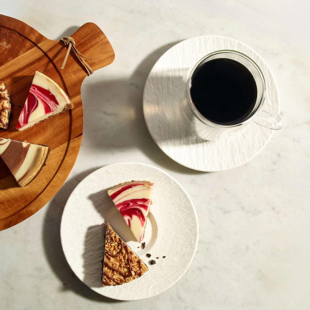 Villeroy & Boch Manufacture Rock/Artesano Original Coffee for 2, Set of 2 Insulated Latte Glasses with Saucers and Spoons (Clear/White/Silver)