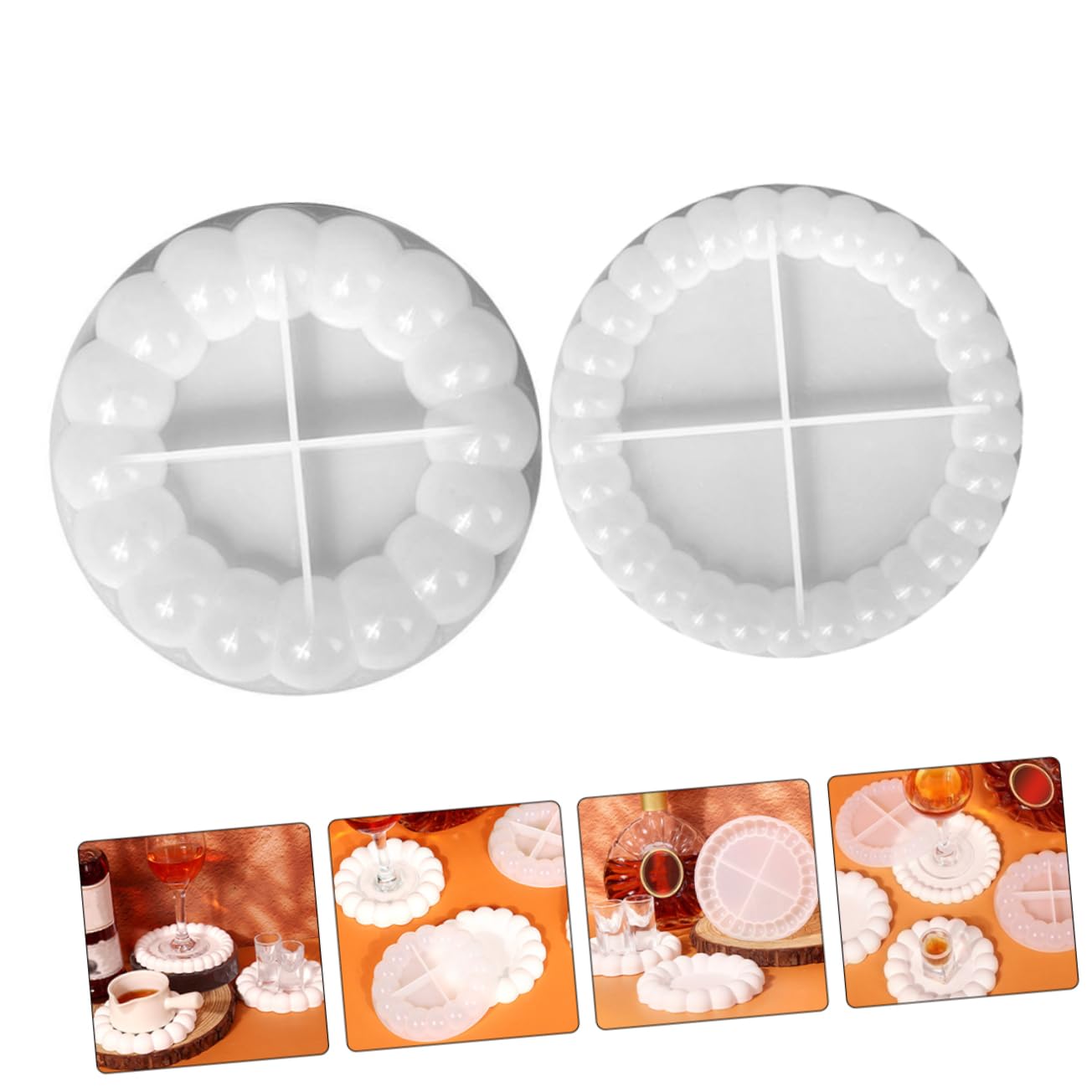 DOITOOL 3 Set Stampo Per Sottobicchieri Silicone Mold Per Vassoio Decorativo Fai Da Te Facile Da Usare Per Epossidica E Creazioni Per Casa E Ufficio 2 Pezzi * 3