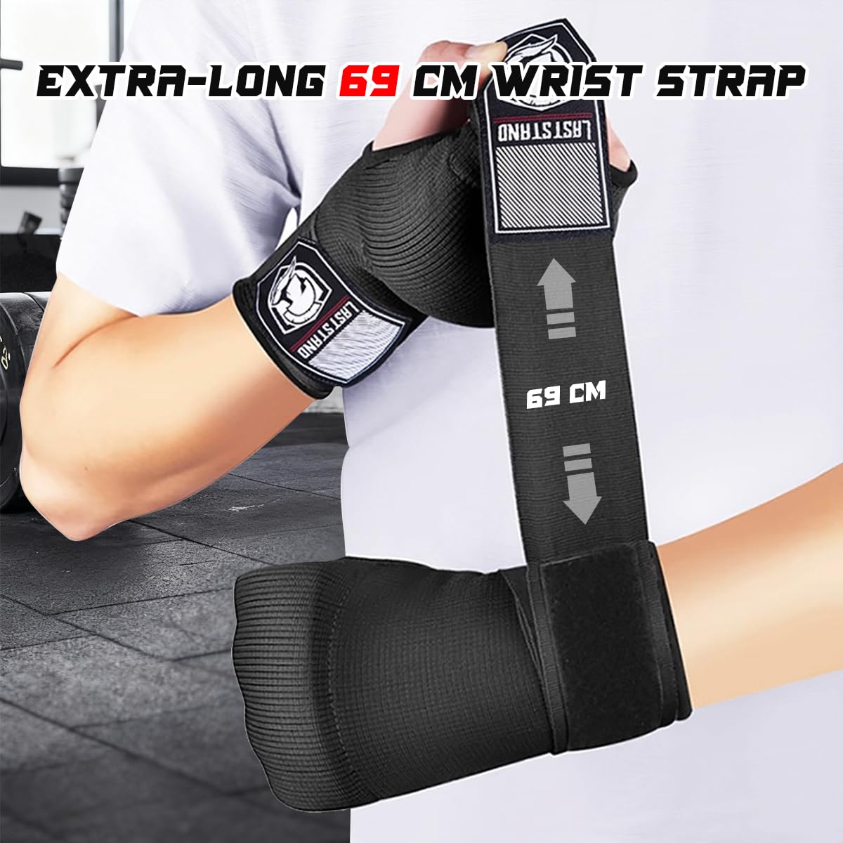 Guantes de Boxeo con Correas de 75 cm, Acolchado para Muay Thai, MMA, Kick Boxing