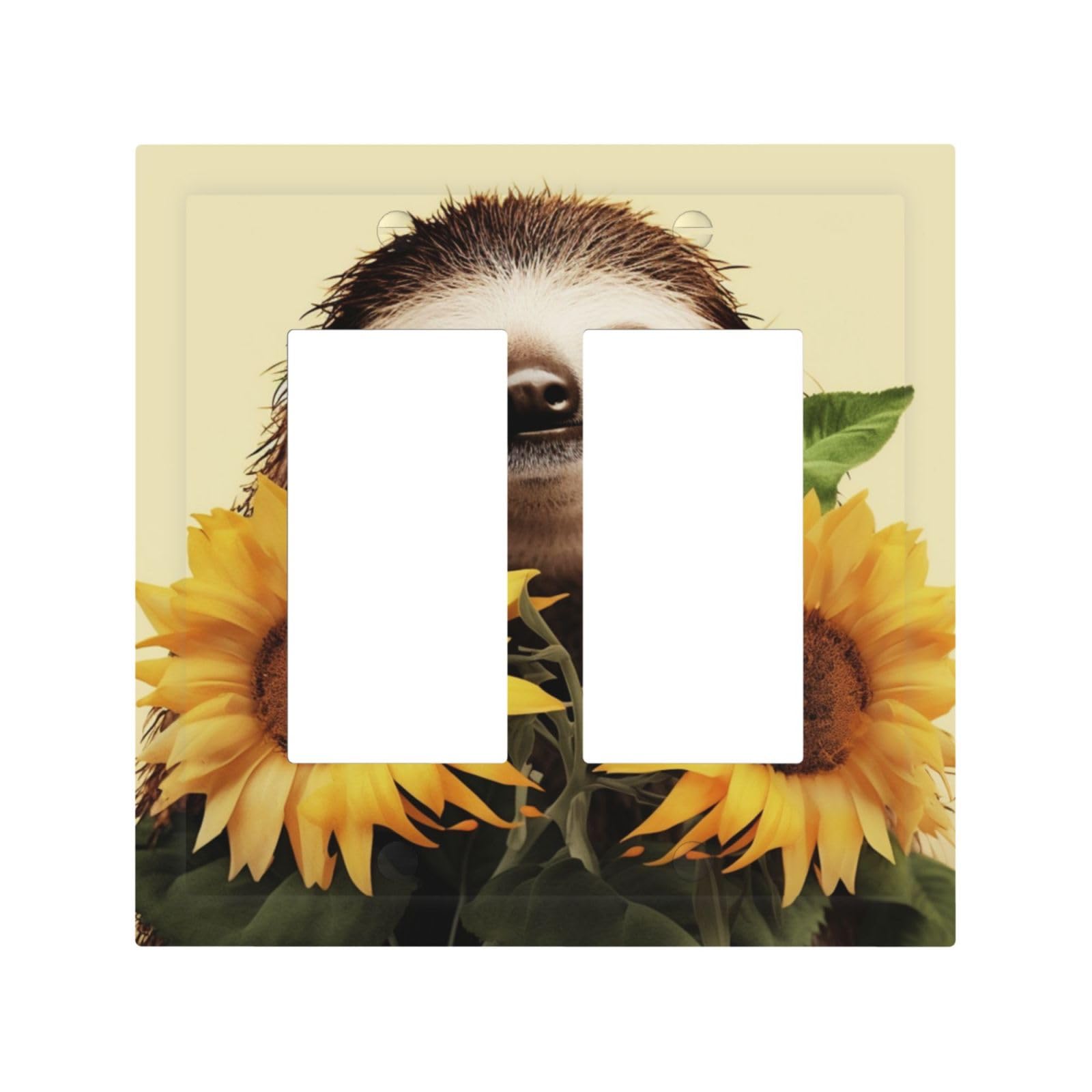 Kloph Style H Decorator Double Toggle Light Switch Covers Sloth Sunflower Wall Plate 2-Gang Mid Size 5" X 4.9" Double Toggle Switch Wallplate Decorative 2 Gang Wall Switch Plate Covers