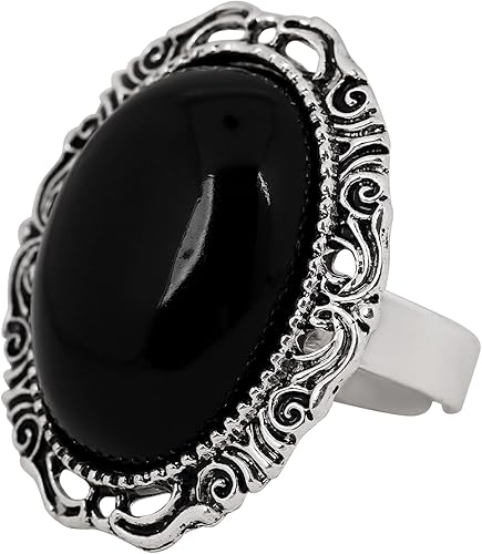 Sacina Anillo gótico bohemio retro negro, anillos góticos, anillos góticos, anillos bohemios, anillos vintage, joyería de disfraces, regalo de