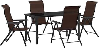 vidaXL Set de Comedor de Jardín de 5 Piezas Marrón Poliratán