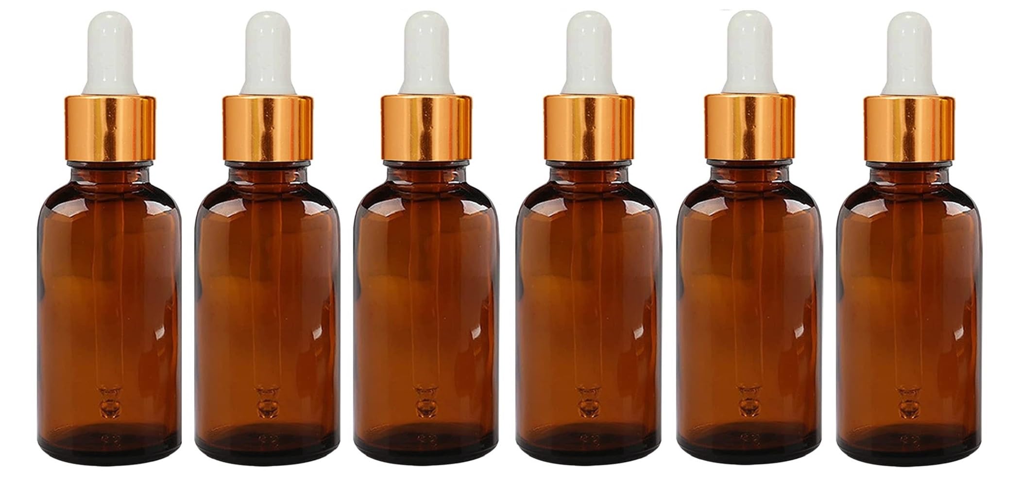 Mkd2 Rise Empty Amber Glass Bottle 30ml (Pack of 6) with Leak Proof Dropper + Gold Ring + Silicon White Teat, Refillable, Reusable for Essential Oils, Blends, DIY Perfumes-image-41