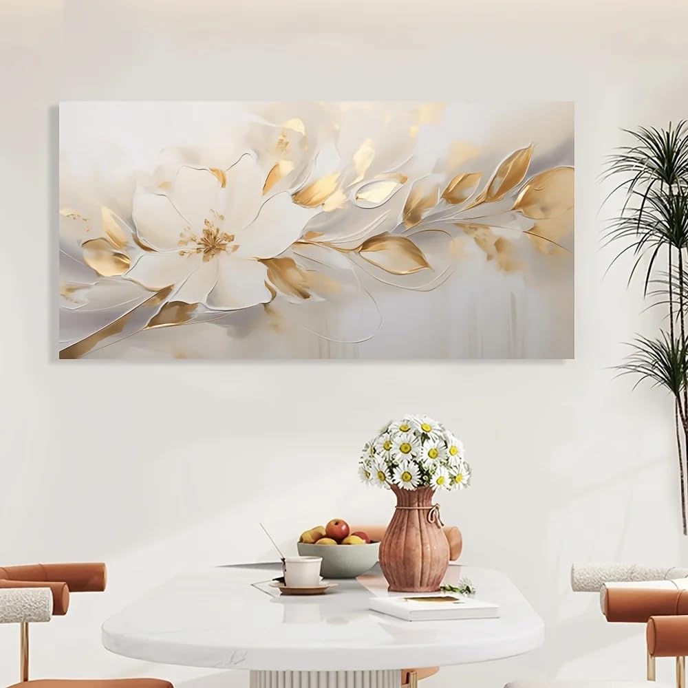 GOSRD Canvas Prints Painting Modern Abstract Golden Flowers Art Wall Artwork Posters(50X100cm)
