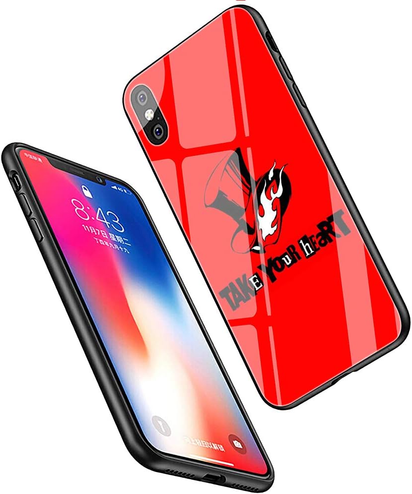 LiangChu 9H Tempered Glass iPhone XR Cases, LC-148 Persona 5 P5 Design Printing Shockproof Anti-Scratch Soft Silicone TPU Cover Phone Case for Apple iPhone XR