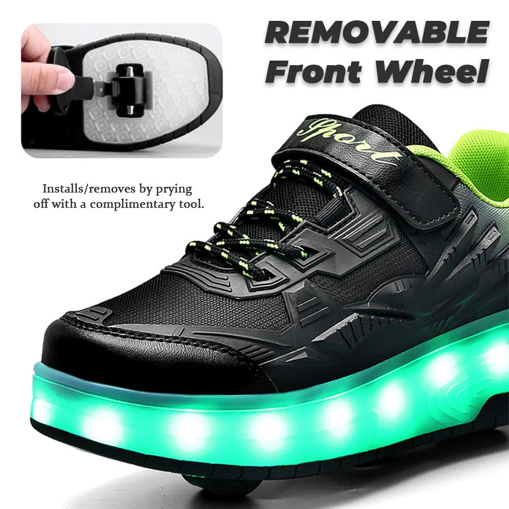 ENEN Zapatos con Ruedas, Zapatillas con Dos Ruedas para niños y Niña Zapatillas con Ruedas Skateboarding Zapatos Bambas (2 Ruedas 29-40 EU)