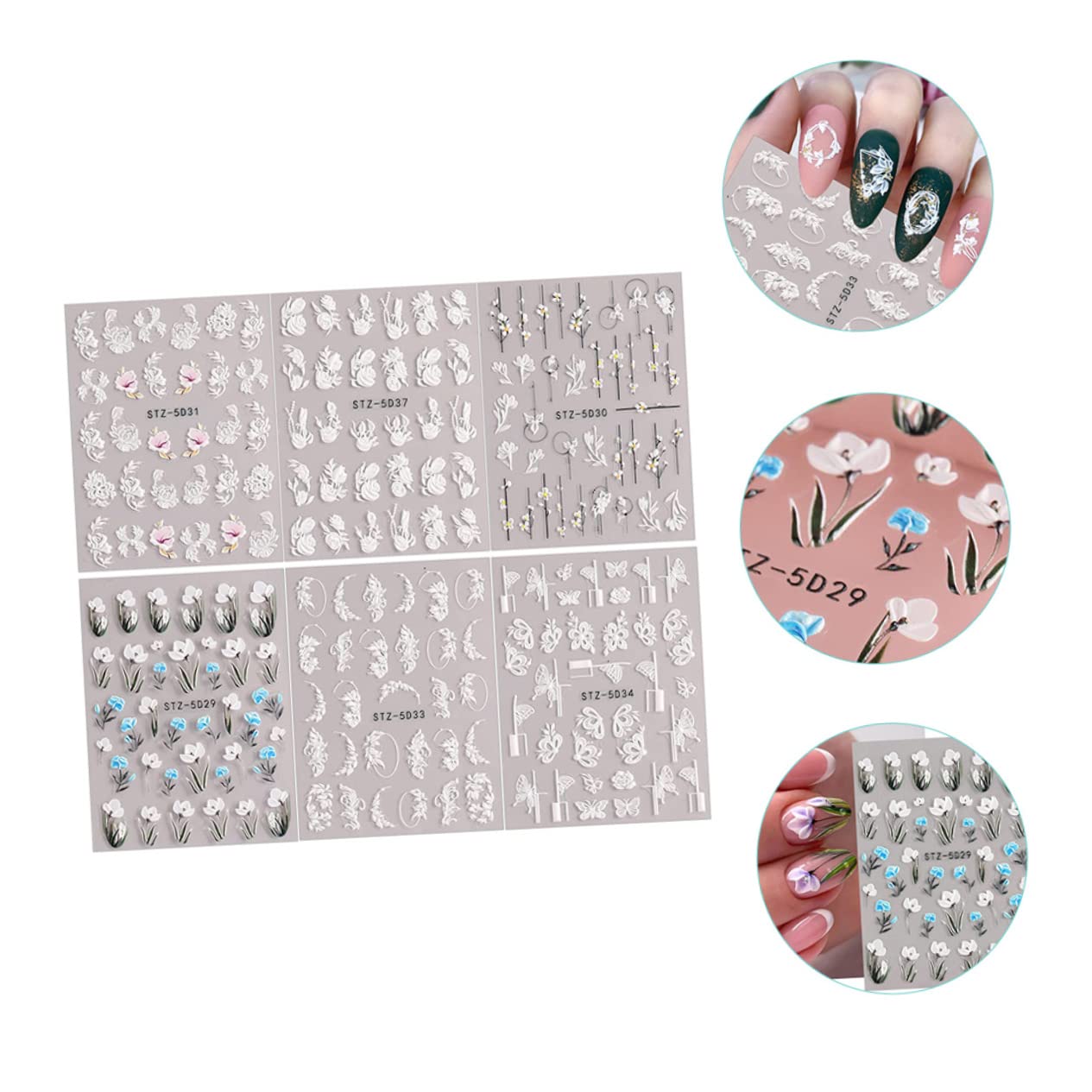 minkissy 30 Fogli Adesivi Floreali Per Unghie Di Arte Del Chiodo Nail Design Kit Diffusore Calcomanias Para Uñas Autoadesivo Di Arte Del Chiodo Decalcomania Del Chiodo Adesivi Fiore