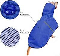 Vista 2 de Chubasquero para perros con correa ajustable para el vientre y agujero para correa, sudadera con capucha con tira reflectante, impermeable, ligera