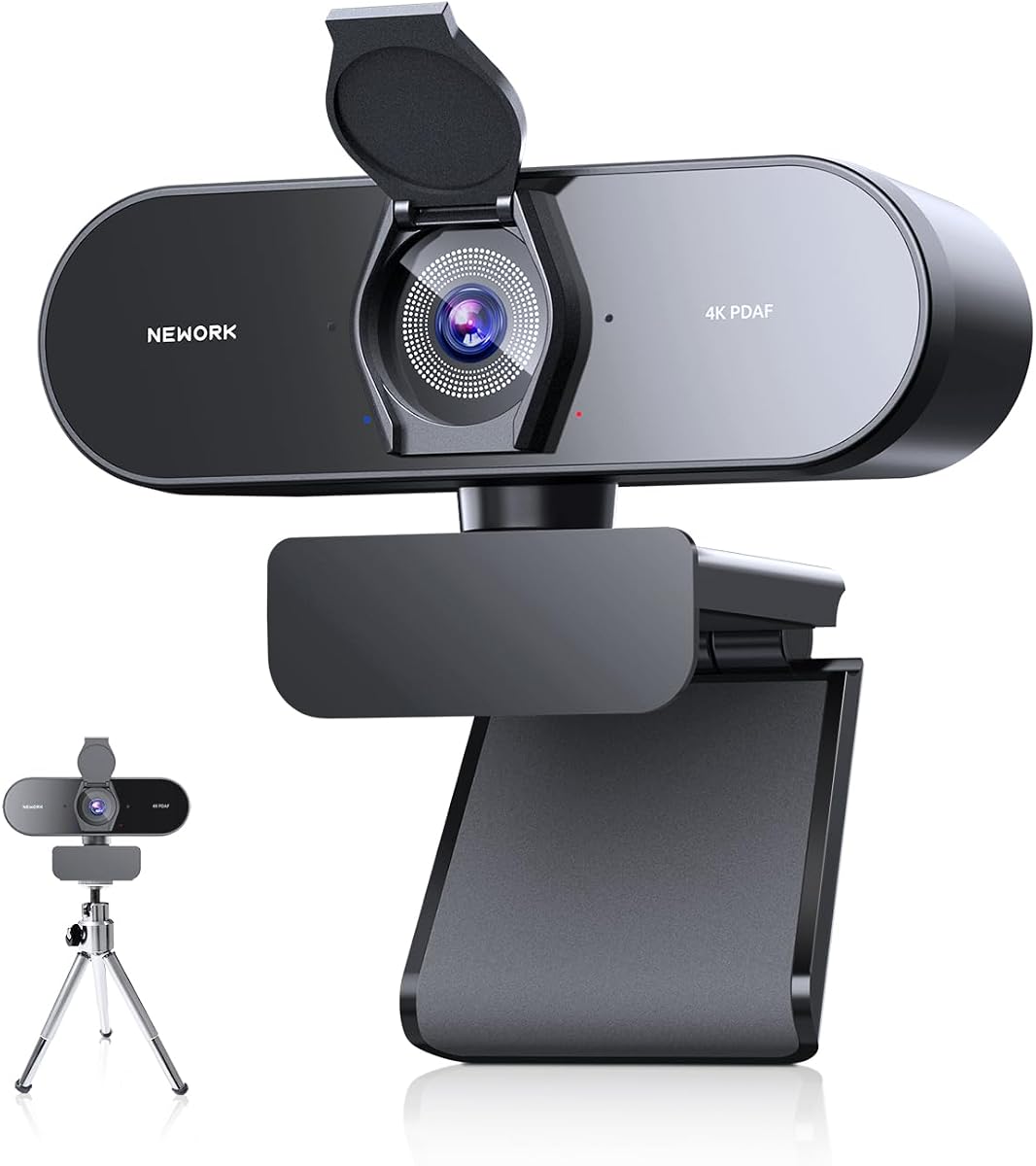 EasyCam 4K Webcam for PC with Tripod, PDAF & CDAF Dual-autofocus | Auto Light Correction, 2 Noise Reduction Mics, Privacy Cover, 79°FOV, Streaming Camera for PC, Mac, Laptop, Video Calls